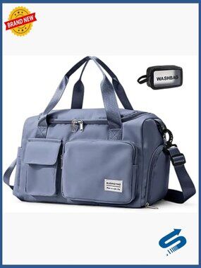 Small Gym Bag for Women, Travel Duffel with Shoe Compartment, Weekender